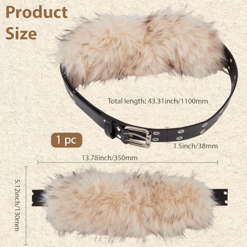 GORGECRAFT Medieval Viking White Fur Leather Belt Adjustable Renaissance Knight Waist Belts Black Punk Fluffy Waistband PU Leather Reenactment Accessory for Halloween LARP Cosplay Costume Men Women2