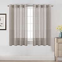 Vista 22 de H.VERESAILTEX - Cortinas de lino natural mezclado con 2 paneles semi transparentes de lino texturizado para sala de estar/dormitorio filtrado