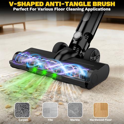 Image of Cordless Vacuum Cleaner Compatible with DeWalt 20V Battery, 8-in-1 Stick Vacuum with Pet Brush, 35KPA Suction, 350W Brushless Motor, LED Display Screen, for Carpet Floor Car (Battery Not Included)