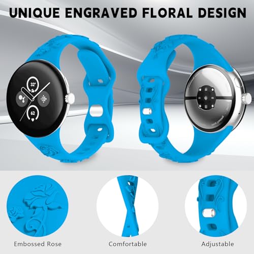 Correa fina de silicona con diseño floral para Google Pixel 41mm miniatura 2