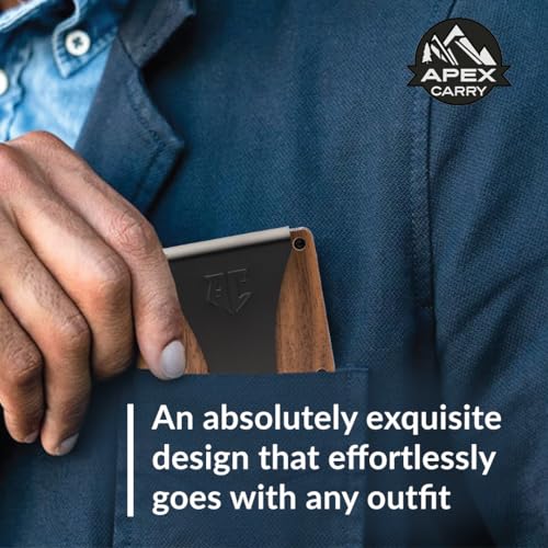 wallets for men - Men's Minimalist Credit Card Holder - Slim Wallet for Men with RFID Blocking - Front Pocket Metal Wallet with Money Clip (Walnut)4