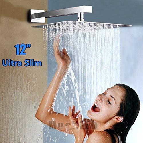 Soffione Doccia Quadrato 30 Cm Acciaio Inox 304 – Ultra Piatto, Getto Pioggia, Alta Pressione, Oro Spazzolato - 6