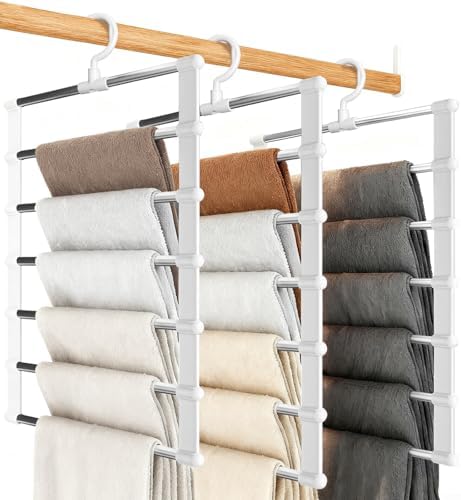3 Piezas Perchas Pantalones Ahorra Espacio, 6 En 1 Perchas para P...