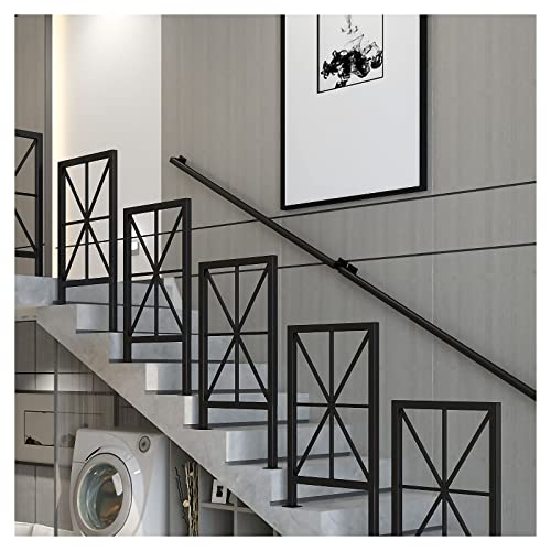 Main courante d'escalier en métal noir avec support mural - 3