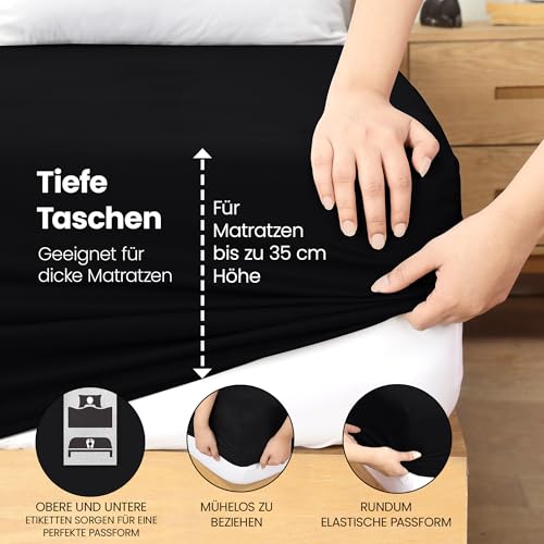 Utopia Bedding - Spannbettlaken 140x200cm - Schwarz - Gebürstete Polyester-Mikrofaser Spannbetttuch - 35 cm Tiefe Tasche 5