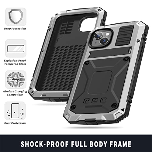 Coque en métal iPhone 14 Plus argent avec protection intégrale 360 et protège-écran - 2