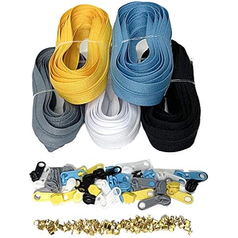 DOITEM 2.8 mm Zippers 14 m Nylon Endless Zip Set with Slider and Zip for Sewing and Crafts - 5 Colors Cover