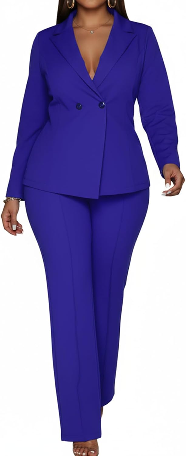 Tcremisa 女性用パンツスーツ 2ピース ビジネスカジュアル ダブル