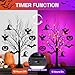 [Timer] 2 Pack 24 Inch Halloween Decorations Indoor, Black Halloween Tree with 24 LED Orange Purple Lights & 16 Pumpkin Bat Ghost Witch Hat, USB/Battery Operated Table Decorations Home Party