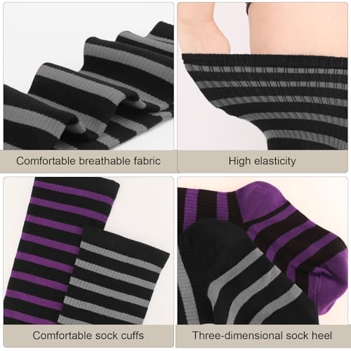 Image of DRESHOW Plus Size Thigh High Socks Striped Over Knee Long Boot Stockings Knee High Tube Socks Leg Warmers for Women