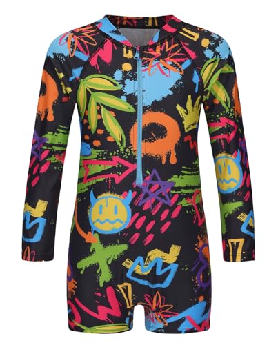Image of Girls One Piece Rash Guard Swimsuits for Girl Long Sleeve Bathing Suits with UPF 50+ Sun Proctection Sunsuits 3-16 Years