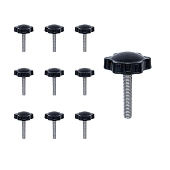 20pcs M6x25mm Thumb Screw Bolts, 304 Stainless Steel with Black Plastic Star Shaped Knob Clamping Male Handle Tightening Screws