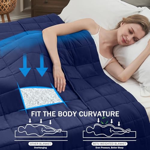 Navy Blue Weighted Blanket for Adults 25lbs, 88"x104", Cal King Cooling Heavy Throw Blanket for 220-280lbs, Microfiber Soft Thick Big Blankets Weighted Comforter Gift for Sleeping
