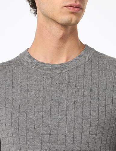 HUGO Men's Grid Pattern Cotton Knit Sweater2