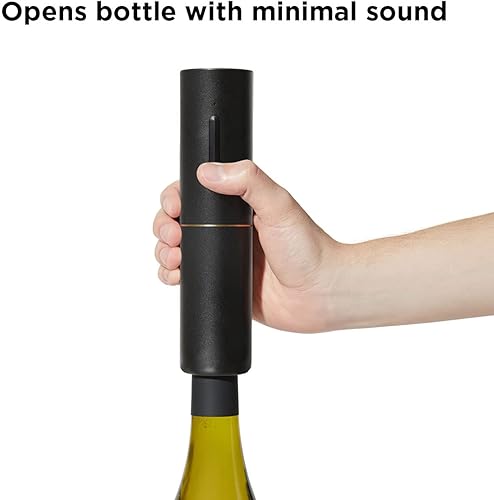 Miniatura 5 de RBT Sacacorchos eléctrico abridor de vino con cortador de papel de aluminio y base de carga de mármol, negro
