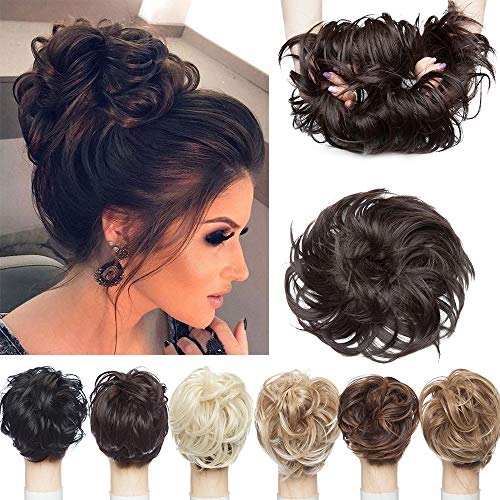 8 Inch Large Messy Bun Hair Piece 80G Thick Donut Updo Scrunchies Hair Extensions Easy Ponytail Hair Accessories for Women/Medium Brown