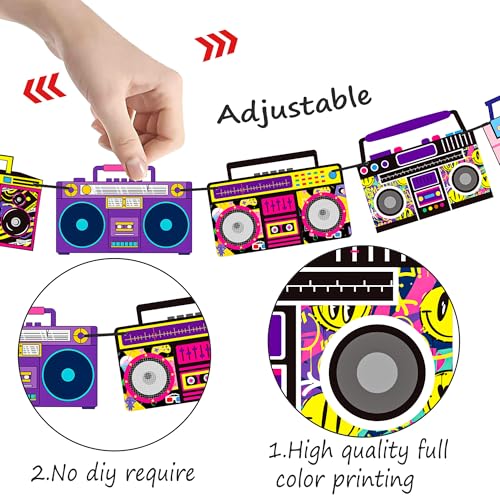 Image of Cassette Tape Party Banners Boom Box Party Decorations 4PCS Radio Boombox Cutout Banners 1980s Cassette Tape Party Decorations for 80's 90's Hip Hop Music Birthday Party Supplies