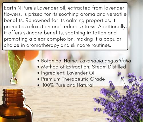 Image of Earth N Pure Lavender & Eucalyptus Essential Oils | Pack of 2 (15 ml each) | 100% Pure, Undiluted, Natural and Therapeutic Grade - Perfect for Aromatherapy, Skin Therapy & More
