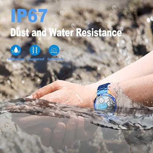 Men's Smart Watch Round HD 1.53" Gold Blue Smart Watches for Men, Multiple Sports Modes, Bluetooth Voice Call. Available for iOS and Android - Image 7