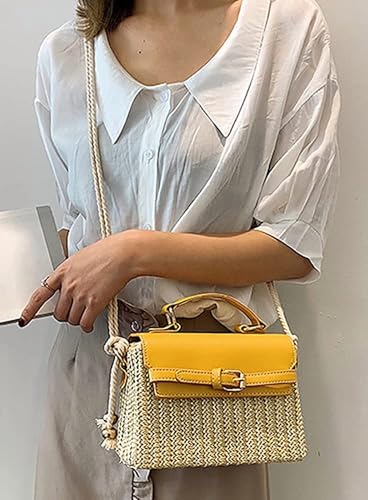 Bolso tote casual de playa tejido en paja miniatura 4