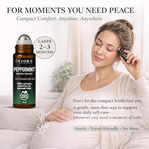 Image of Peppermint Essential Oil Roll On - Cooling Aromatherapy Peppermint Oil Rollerball, Pre-Diluted Essential Oil Roller for Head, Travel & Everyday Refresh, 100% Natural, Compact Roll On Stick