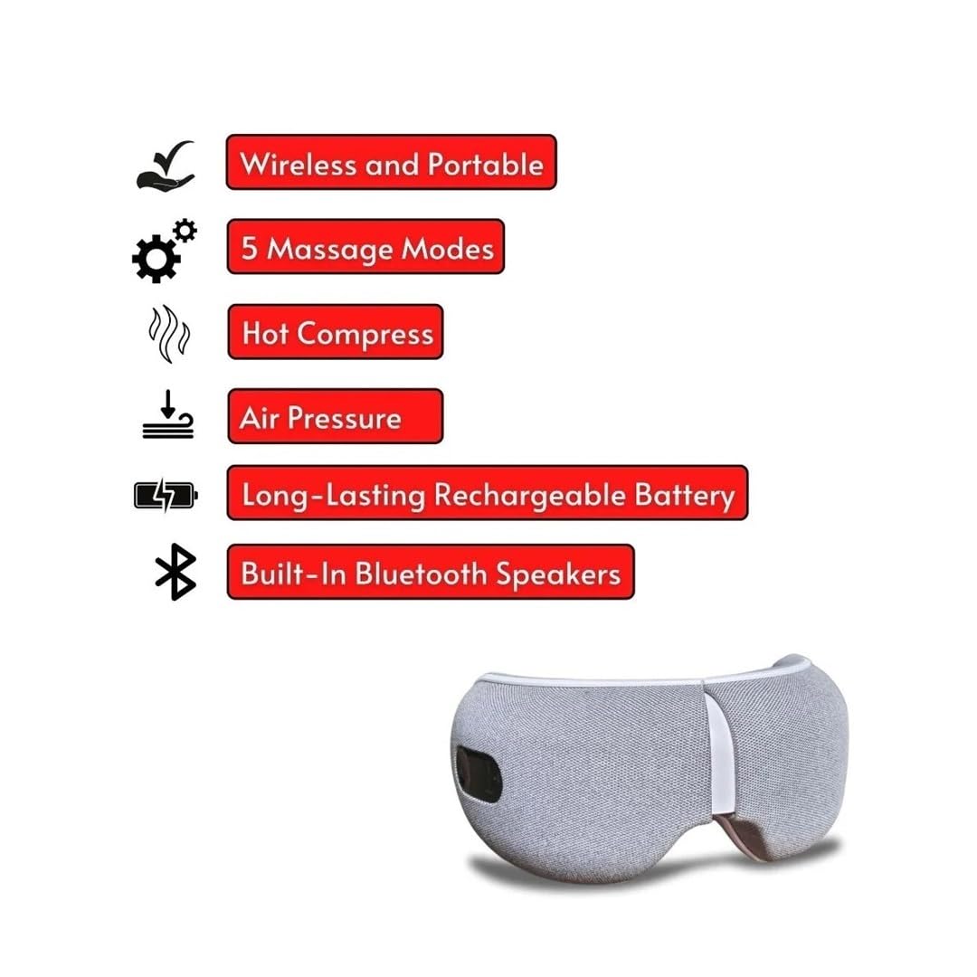 Masajeador de ojos para migrañas con música Bluetooth, dispositivo de cuidado de ojos, máscara inteligente para los ojos, relajación ocular, regalos para mamá/mujeres/hombres