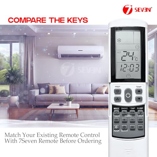 Image of 7SEVEN Compatible with Blue Star AC Remote Control Model 198 Suitable for 1 1.5 2 Ton Split & Window Air Conditioner - Match Key by Key Exactly with existing Bluestar AC Remote Function