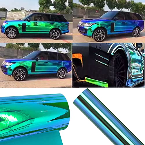 Asendiway Holographic Rainbow Chrome Car Adhesive Vinyl Wrap Gloss Decal Sticker Film Sheet Air Bubble Free Diy Vinyl For Full Car Wraps (Peacock Blue, 59Ft X 4.5Ft) #TOP3