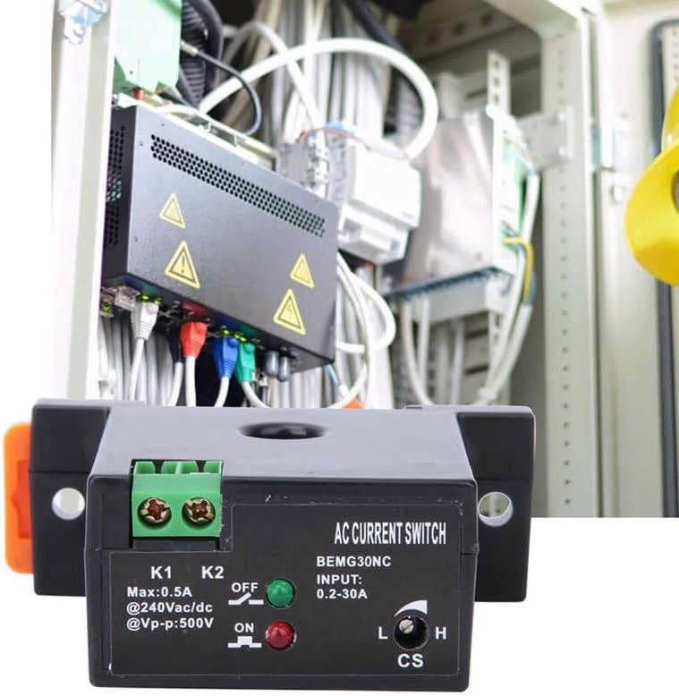Adjustable AC Current Sensing Switch 0.2-30A Self-Power Micro | Self-powered AC current switch 0.2-30A adjustable, DIN rail, indicator lights, no external power.(Normal open)