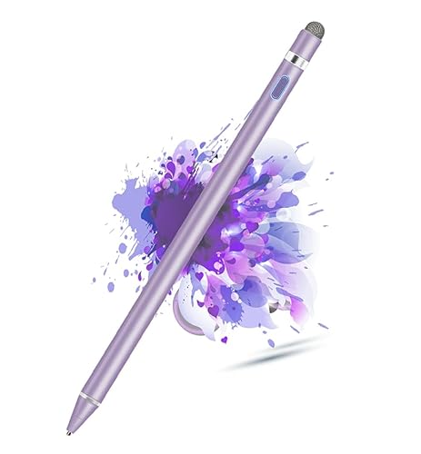 Active Stylus Pen for Touchscreen, Drawing&Writing Smart Digital Pens Fine Point Stylist Pen Compatible with iPhone/iPad/Samsung/Laptop/Android Smart Phone&Tablet-Purple
