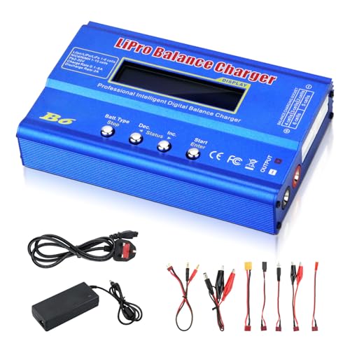 Lipo Battery Charger - 6A 80W Balance Charger Discharger with Power Adapter and XT60 Charging Cable Digital Charger for LiPo Li-ion NiCd Pb NiMH LiFe Battery