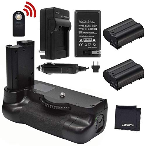 Battery Grip Bundle for Nikon D7500: Includes MB-D18 Replacement Grip, 2-Pk EN-EL15 Replacement