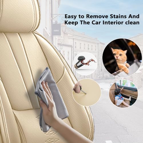 Image of Car Seat Covers for Neon,for Dodge Neon 2000-2005,Leather Front Seat Covers,Airbag-Compatible Car Seat Protectors,Waterproof Seat Cover for Cars(Beige,2PCS Only)