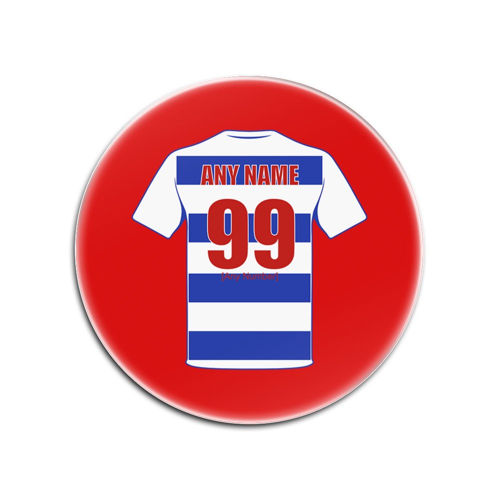 Personalised Gift - Set of 4 x Queen Park Rangers Glass Round Coasters (Football Club Design Theme, Colour Options) - Any Name/Message on Your Unique Mat Pad - QPR The Hoops Rs Queen