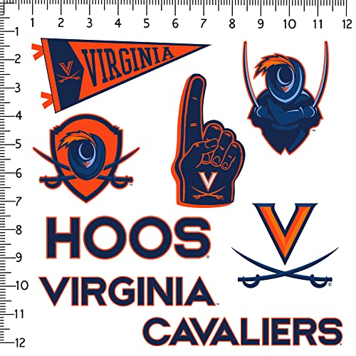 Image of University of Virginia 8ct Vinyl Large Deluxe Stickers Variety Pack - Laptop, Water Bottle, Scrapbooking, Tablet, Skateboard, Indoor /Outdoor - Set of 8