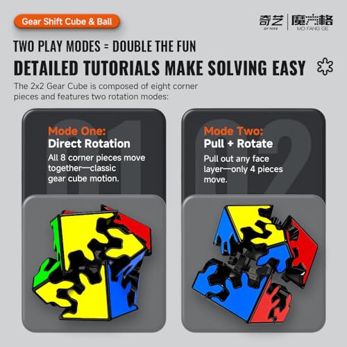 Image of QiYi Gear 2x2 Tiled Speed Cube | Innovative Cogwheel Mechanism & Smooth Turning | Durable Stickerless Tiled Design, 57mm Compact 2x2x2 Gear Puzzle