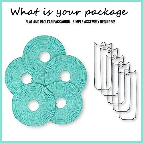 Image of 10 Inch Blue Paper Lanterns Bridal Shower Decoration,Paper Lamp Shade(Set of 5, Blue)