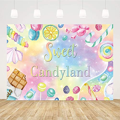 Sendy Sendy 7X5Ft Sweet Candyland Backdrop Sweet Girl Pastel Birthday Photography Background Lollipop Macaron Birthday Party Cake One Size #TOP1
