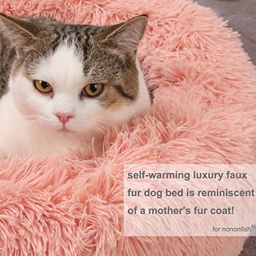 Pink Dog Beds for Small Dogs with Blanket Attached,Small Pet Bed Washable Calming Faux Fur Burrow Doggie Beds for… - Image 7