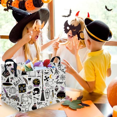 Image of Halloween Ghost thriller basket,Empty Halloween basket,Horror and thriller decor,Trick or Treat Box for Boys and Girls,Horror decor(Magic Halloween)