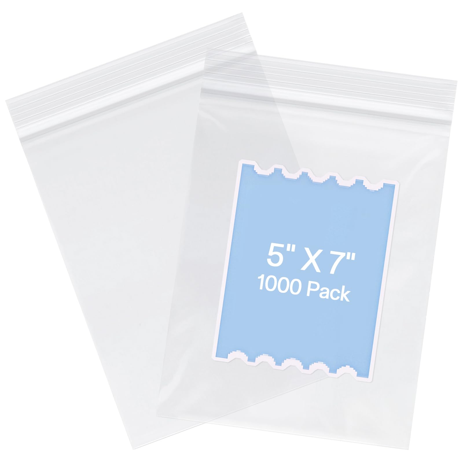 joybest 5 X 7 Inch (1000 Pcs) Clear Plastic Bags, Reclosable Zipper Poly Bags with Resealable Zip Top Lock for Prints, Cards, Envelopes, Jewelry