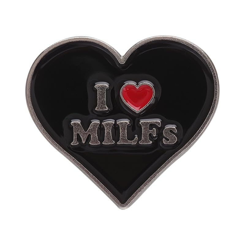 Image of I love MILFs Hot DADS Hot Moms Spicy Mom heart shaped Enamel Lapel Pin brooch badge Jewelry accessories