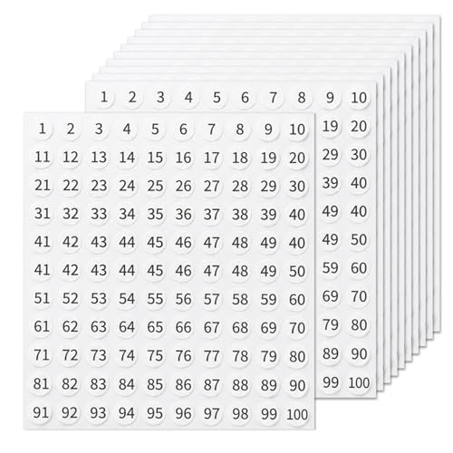 Volokitx 6000 Pcs Small Number Stickers 0.4 Inch Self-Adhesive Black Number Labels 1100 Sequential Stick on Numbers for Inventory Storage Office and Organization System