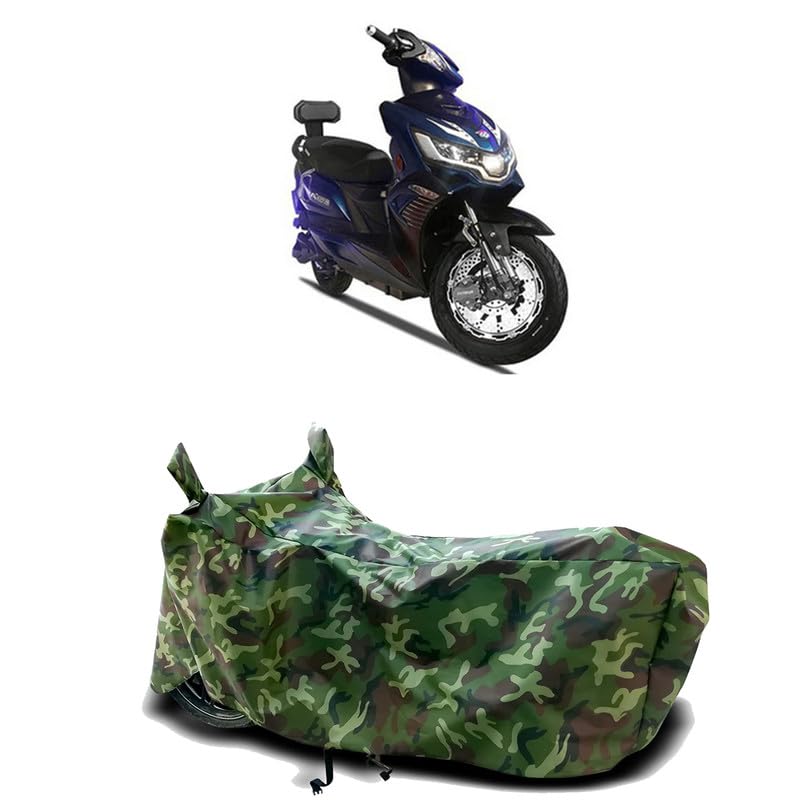 Image of DUFFEL-100% Heat Protection Two Wheeler Bike /Scooty Body Cover for Okinawa i Praise Water Resistance /UV-Rays /Birds Dropping /Scratchproof /Dust Proof /Waterproof[Green Jungle Print]