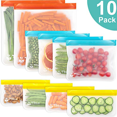 Reusable Food Storage Bags - 10 PCS BPA FREE Freezer Bags