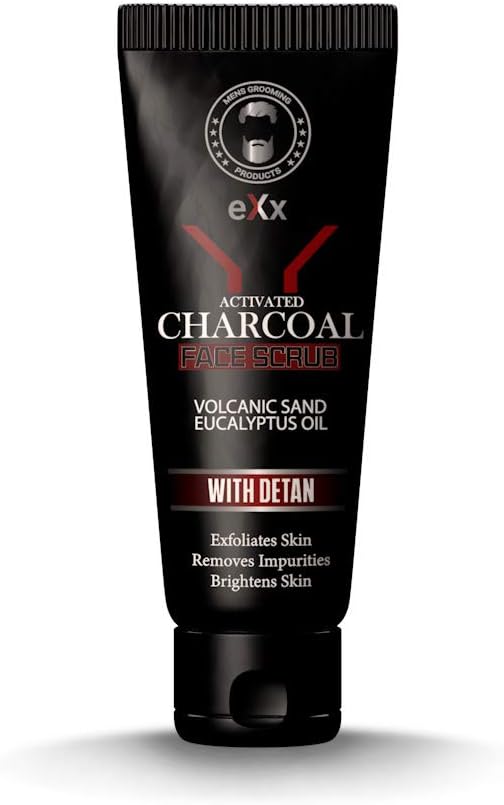 eXx Activated Charcoal DeTan face Scrub with Eucalyptus essential oil for Men and Women, 100 gm