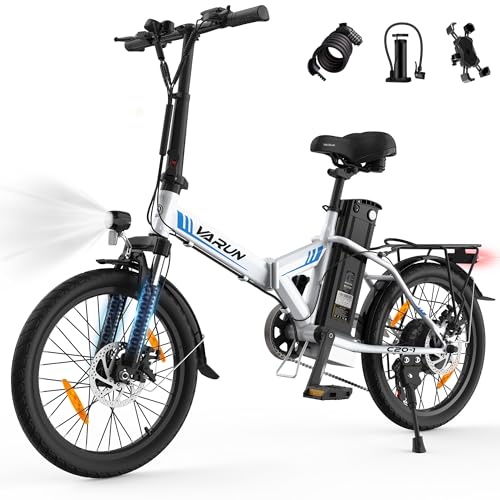 VARUN Vélo Électrique Pliable, 20'/14' Velo Eletrique avec 3 Modes de Conduite, Pédalage Assisté, 7 Vitesses, Ville E-Bike Homme Femme avec Batterie Amovible 48V/36V, 250W 55NM Moteur, Conformité EU