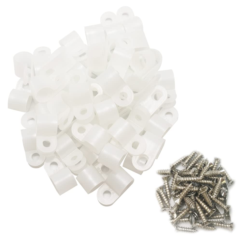 Cable Clamp R-Type Cable Clip Wire Clamp 1/4-inch Nylon Screw Mounting Cord Fastener Clips with Screws for Wire Management - 50 Pcs Cable Clamps + 50 Pcs Screws — Amazon image 15