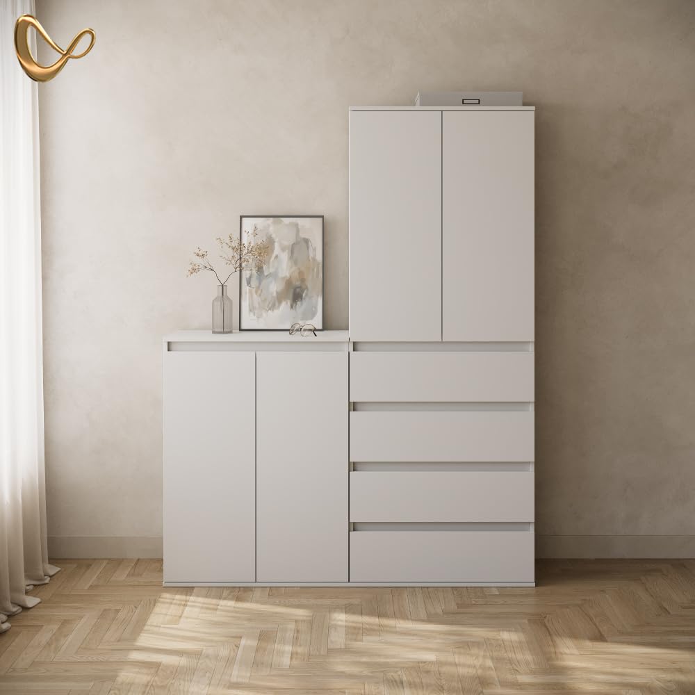 Livinity Armario Garda, Blanco, con 4 cajones