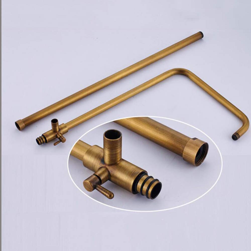 Vintage Luxury Handheld Shower Set - Antique Brass Wall Mounted System with Rain Head & Hand Shower, Dual Handles, Elegant Bathroom Fixture(B,2)